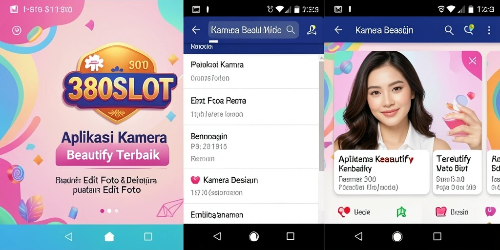 Tampilan antarmuka aplikasi 380SLOT dengan fitur Kamera Beautify yang menarik.
