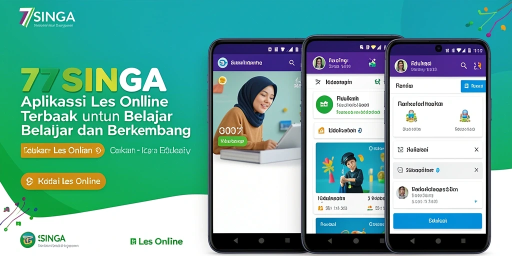 Tampilan antarmuka aplikasi 77SINGA Les Online yang menarik dan interaktif.