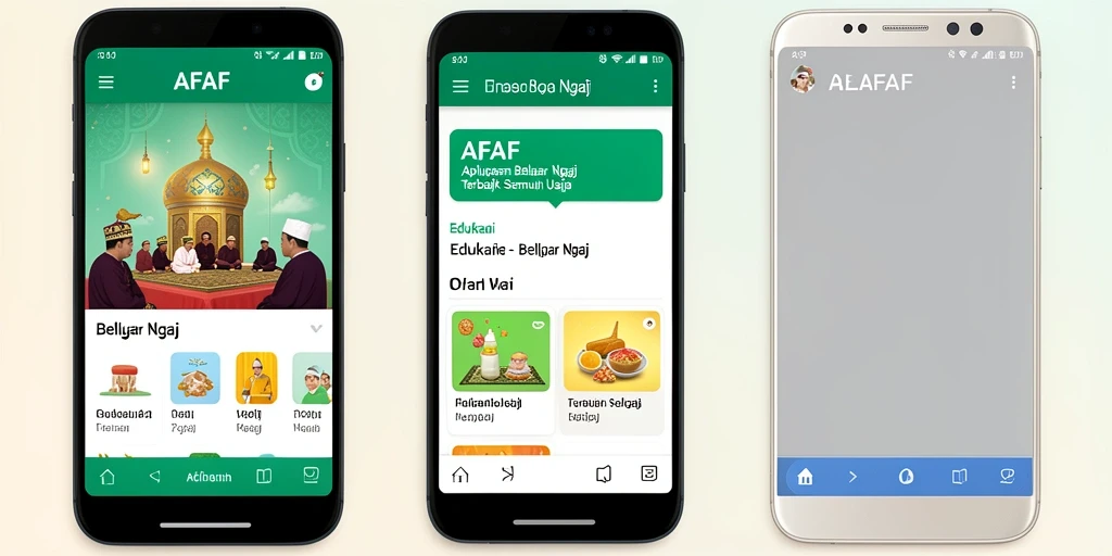 Tampilan antarmuka AFAF yang menarik untuk belajar ngaji.