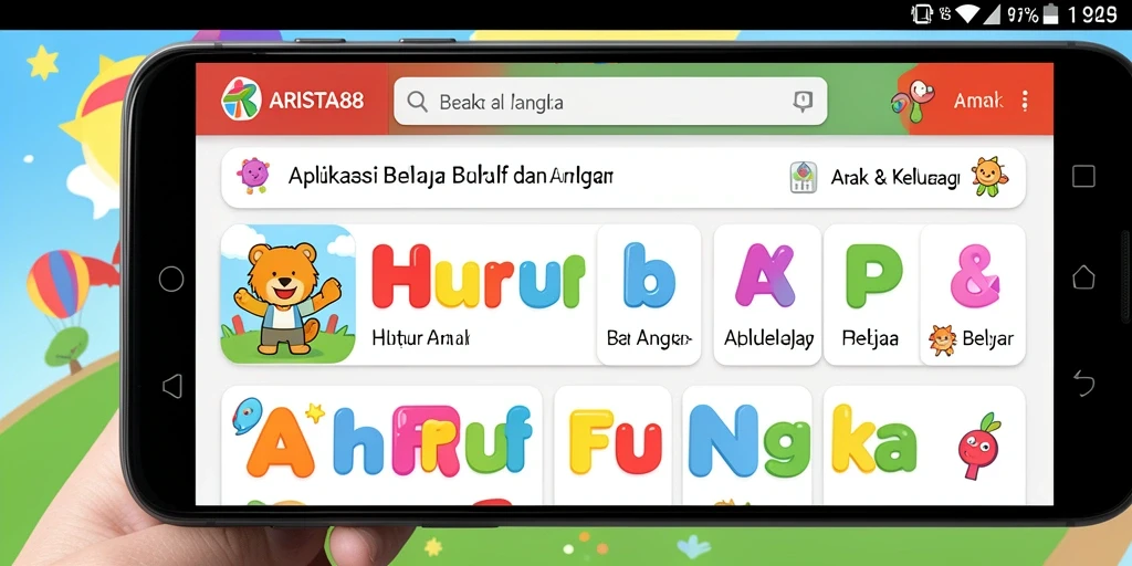 Antarmuka ARISTA88 yang menarik untuk belajar huruf dan angka.