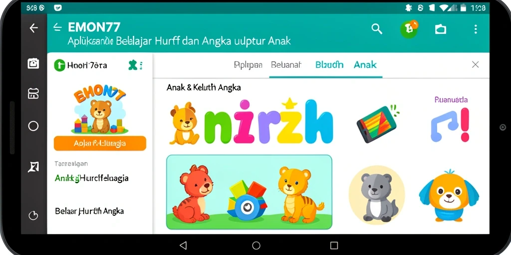 Tampilan antarmuka EMON77 yang ceria dan edukatif.