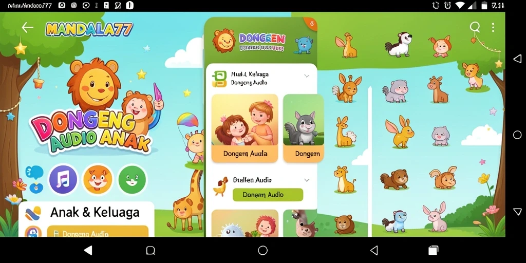 Tampilan antarmuka MANDALA77 yang ramah anak dan menarik.