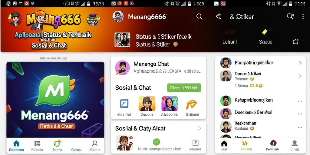 Tampilan antarmuka MENANG666 yang menarik dan mudah digunakan untuk Status & Stiker.