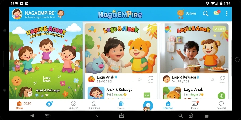 Tampilan antarmuka NAGAEMPIRE yang ceria dan ramah anak.
