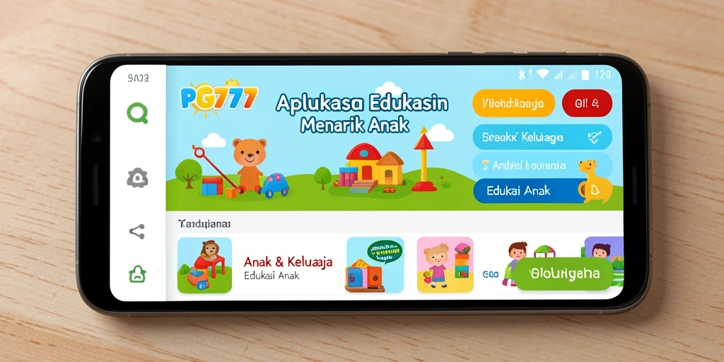 Tampilan antarmuka PG777 yang ramah anak dengan fitur edukasi interaktif.