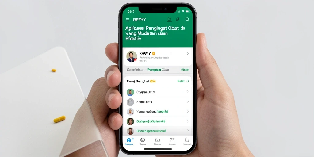 Antarmuka aplikasi RPYYY untuk pengingat waktu minum obat.